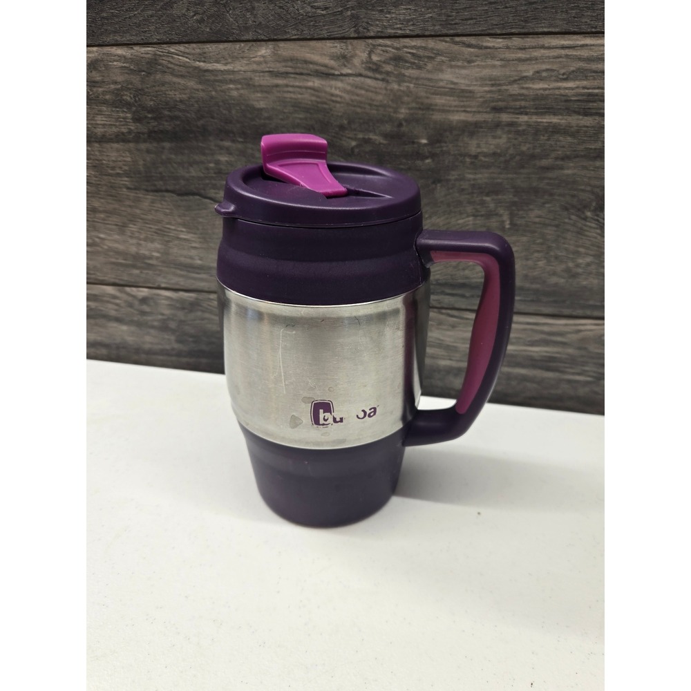 Bubba Brands 34oz Insulated Travel Mug Purple Silver Stainless Steel Flip Lid